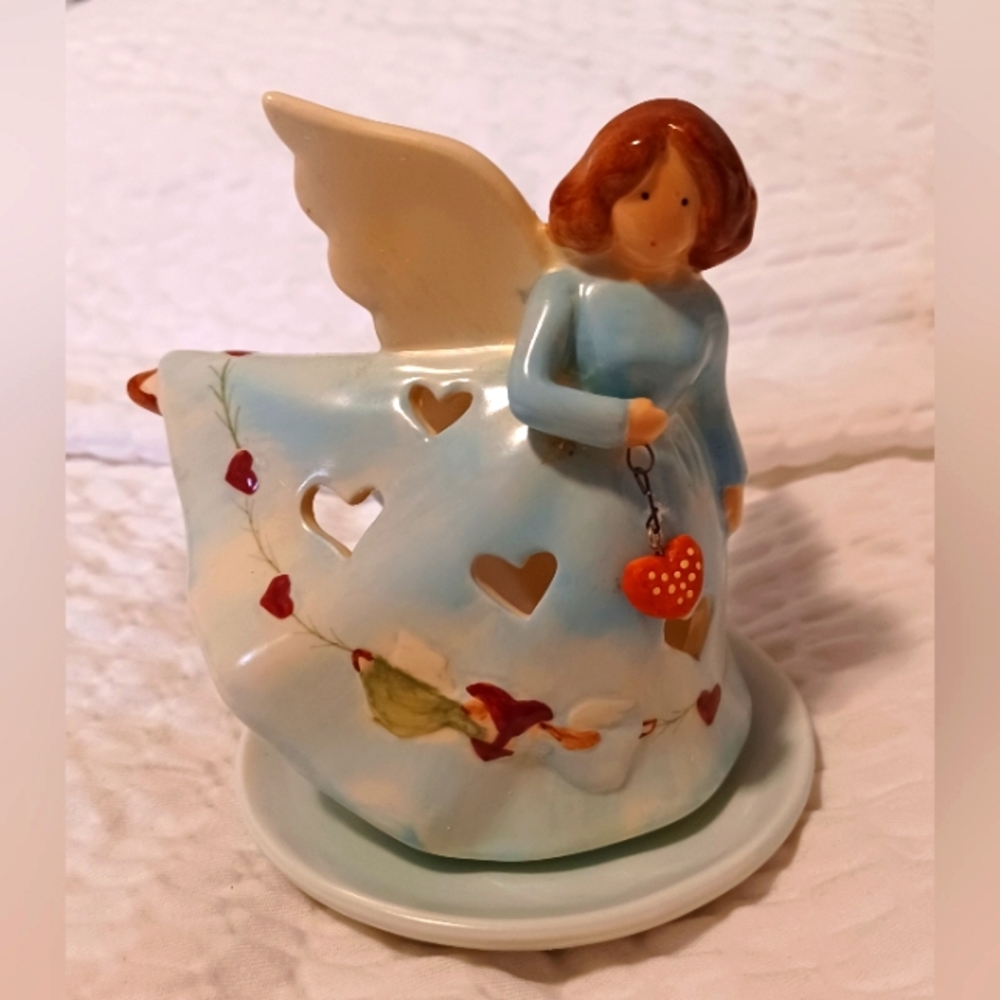 Russ Berrie & Co Country Gatherings Stoneware Covered Votive Angel